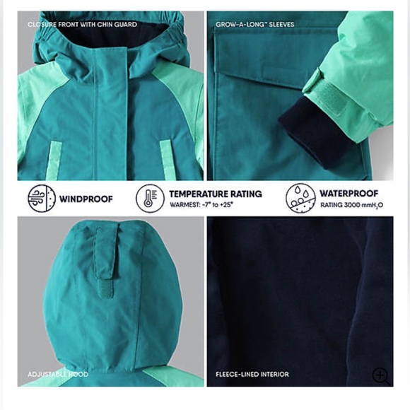 Lands end girl squall fleece lined waterproof insulated jacket. Size-S (7-8) - Picture 5 of 8
